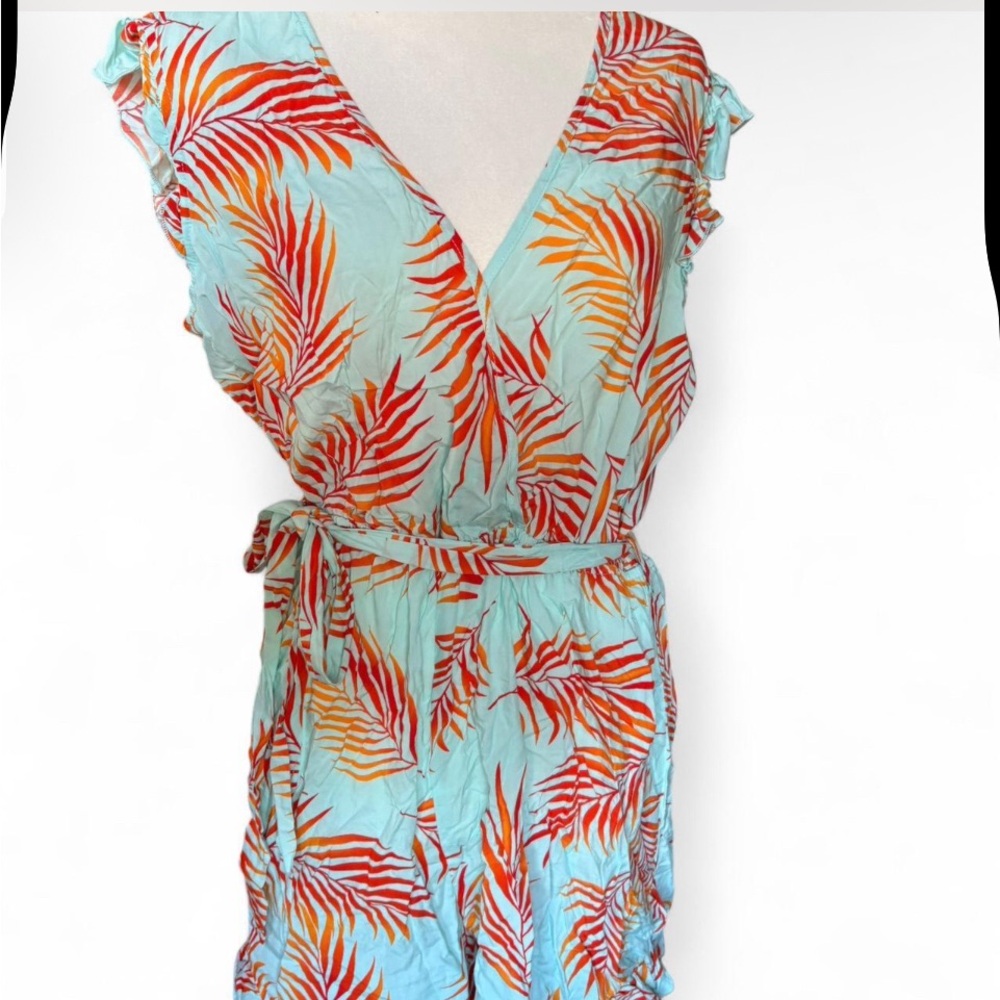 Tropical Leaf Print One Piece